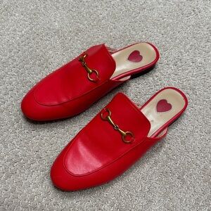 Red Leather Slip On Loafers size 38